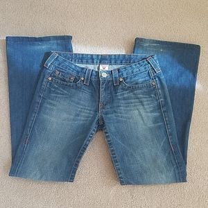 True Religion medium wash bootcut low rise jean